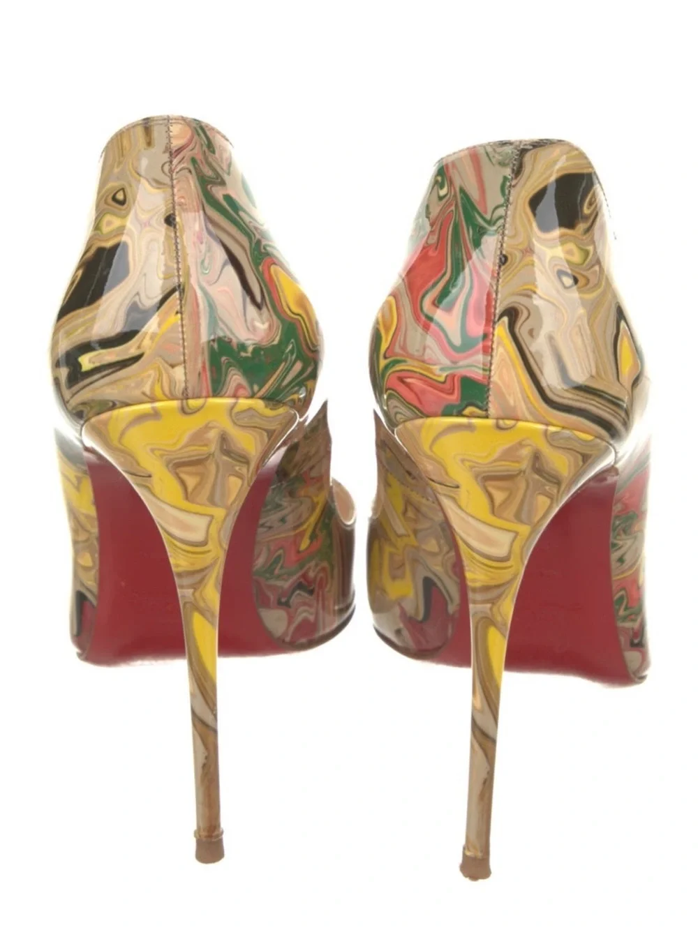 Christian Louboutin High Heel Pointed-Toe Pump in Marbled Yellow